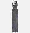 The Sei Sequined One-shoulder Jersey Gown In Silver