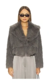 The Sei Faux Fur Bomber Jacket In Gray