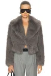 The Sei Faux Fur Bomber Jacket In Gray