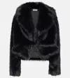 The Sei Faux Fur Bomber Jacket In Schwarz
