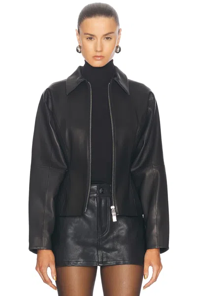 The Sei Fitted Leather Jacket In Black