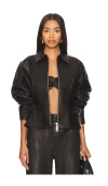 The Sei Fitted Leather Jacket In Black Lambskin