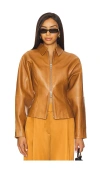 The Sei Fitted Leather Jacket In Brown