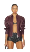 The Sei Fitted Leather Jacket In Burgundy