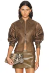 The Sei Fitted Leather Jacket In Brown