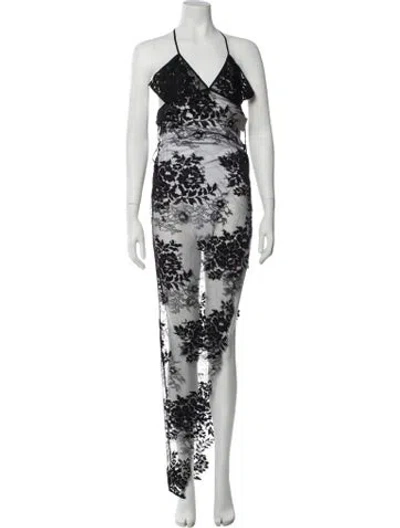 Pre-owned The Sei Floral Print Long Dress In Black