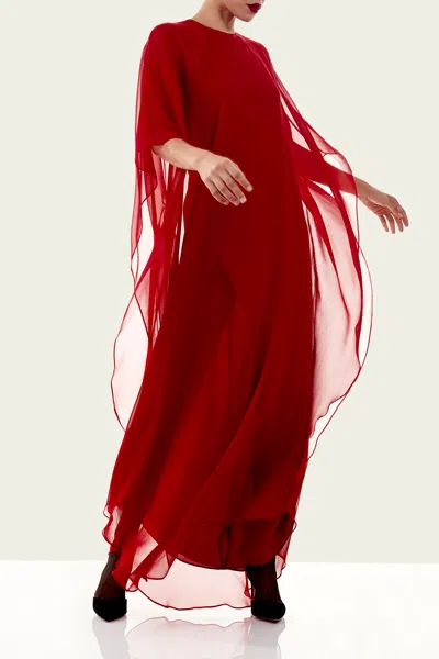 The Sei Flutter Caftan In Cherry In Red