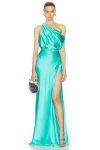 The Sei For Fwrd Asymmetrical Wrap Gown In Turquoise