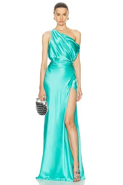 The Sei For Fwrd Asymmetrical Wrap Gown In Turquoise