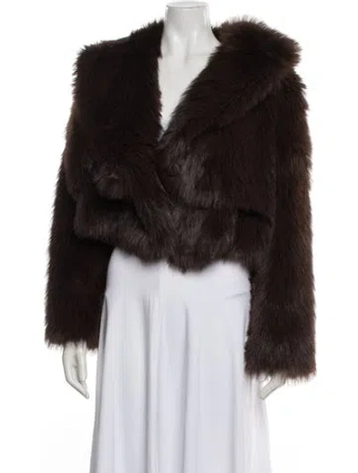 Pre-owned The Sei Fox Faux Fur Jacket In Brown