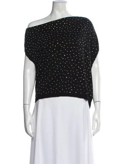 Pre-owned The Sei Graphic Print Off-the-shoulder Top In Black