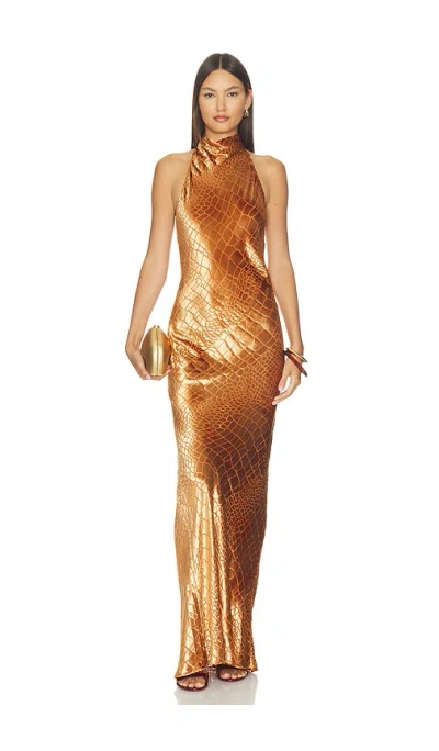 The Sei Halter Bias Gown In Gold