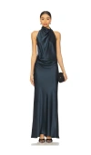 The Sei Halter Drape Bias Dress In 漆黑