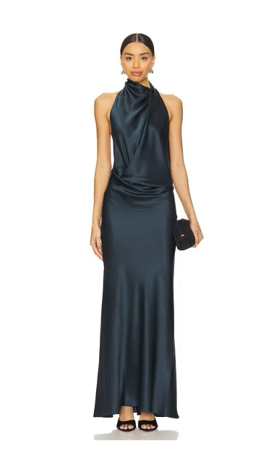 The Sei Halter Drape Bias Dress In 漆黑