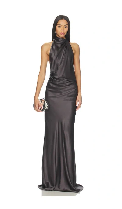 The Sei Halter Drape Bias Gown In Black