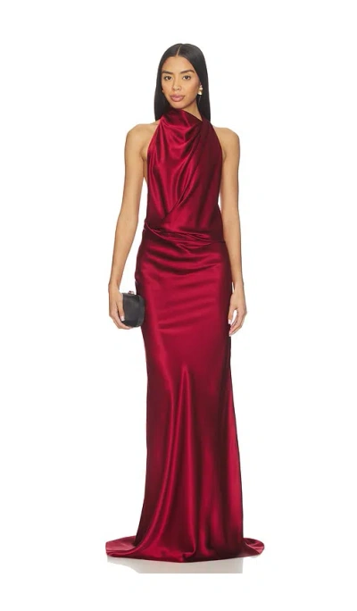 The Sei Halter Drape Bias Gown In Red