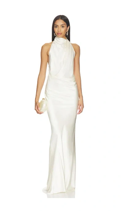 The Sei Halter Drape Gown In White