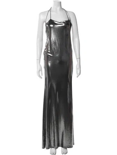 Pre-owned The Sei Halterneck Long Dress In Gray