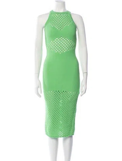 Pre-owned The Sei Halterneck Midi Length Dress In Green