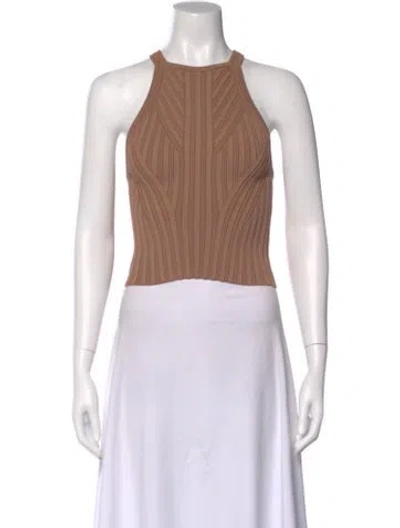 Pre-owned The Sei Halterneck Sleeveless Crop Top In Brown