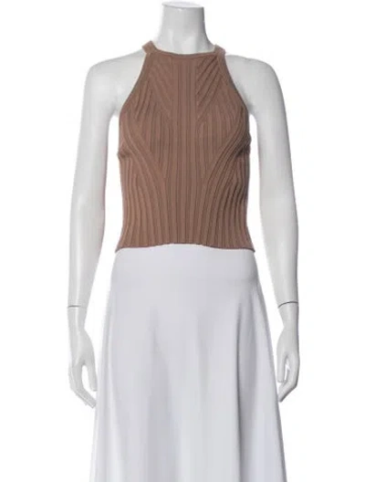 Pre-owned The Sei Halterneck Sleeveless Crop Top In Brown