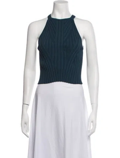 Pre-owned The Sei Halterneck Sleeveless Crop Top In Purple