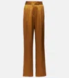 The Sei High-rise Silk Satin Wide-leg Pants In Brown