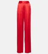 The Sei High-rise Silk Satin Wide-leg Pants In Crimson
