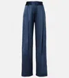 The Sei High-rise Silk Wide-leg Pants In Blue