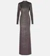 The Sei Open Back Long Sleeve Gown In Brown
