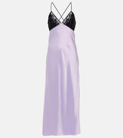The Sei Lace-trimmed Silk Satin Gown In Purple