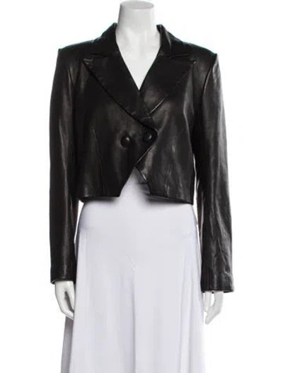 Pre-owned The Sei Lambskin Biker Jacket In Black