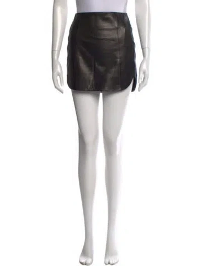 Pre-owned The Sei Lambskin Mini Skirt In Black