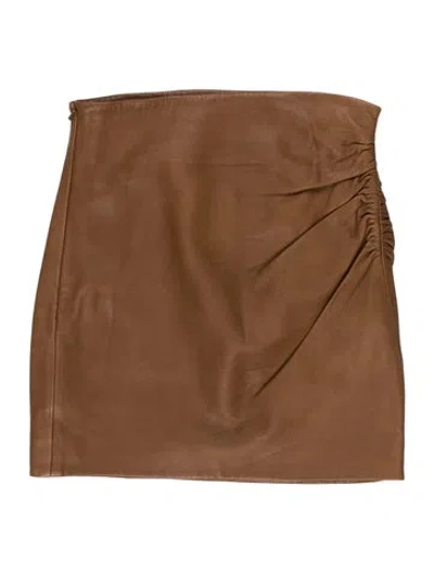 Pre-owned The Sei Lambskin Mini Skirt In Brown