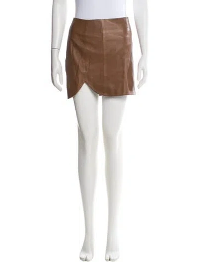 Pre-owned The Sei Lambskin Mini Skirt In Brown