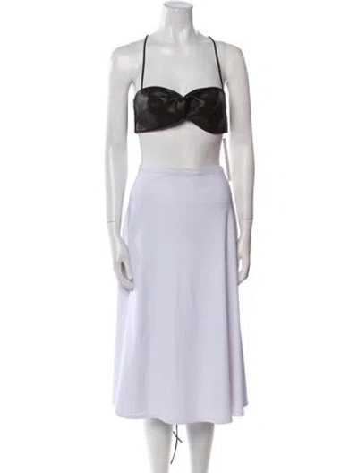 Pre-owned The Sei Lambskin Square Neckline Crop Top In Purple