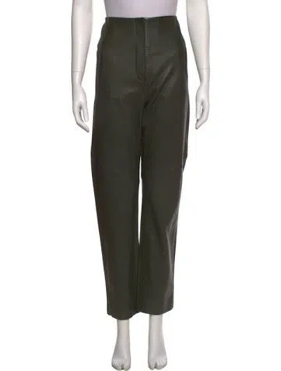 Pre-owned The Sei Lambskin Straight Leg Pants In Green