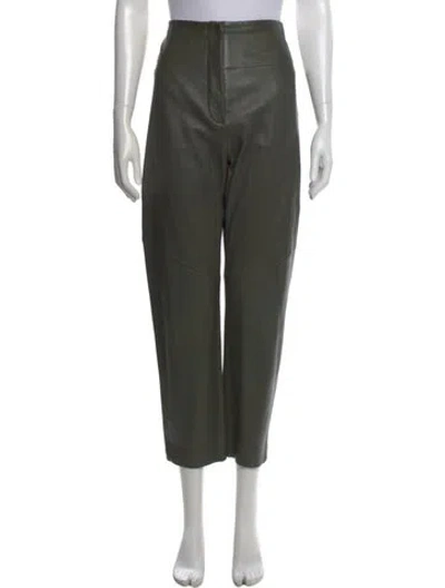 Pre-owned The Sei Lambskin Wide Leg Pants In Green