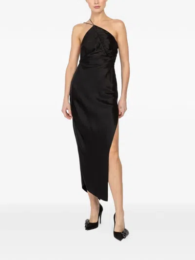 The Sei Leaf Asymmetric Strappy Dress In Black