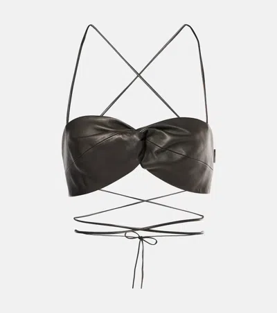 The Sei Leather Bra Top In Black