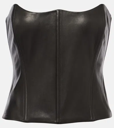 The Sei Leather Bustier In Black