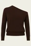 The Sei Long-sleeve Asymmetrical Drape Sweater In Cocoa In Multi