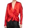 The Sei Long-sleeve Wrap Blouse In Crimson In Red