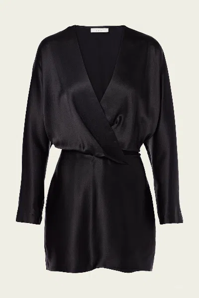 The Sei Long-sleeve Wrap Mini Dress In Black