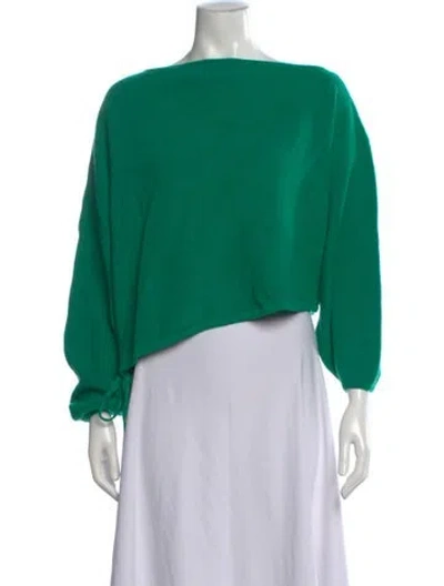 Pre-owned The Sei Merino Wool Bateau Neckline Sweater In Green