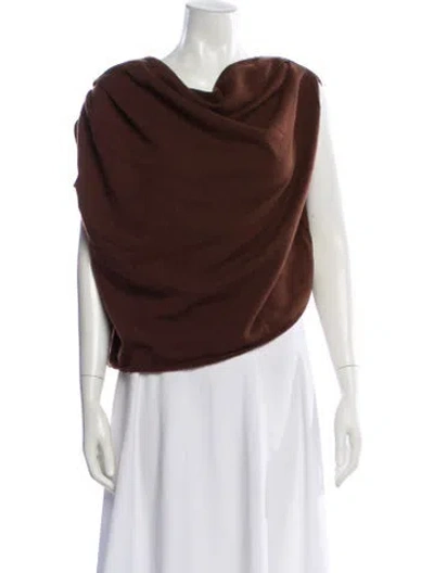 Pre-owned The Sei Merino Wool Cowl Neck Top In Brown