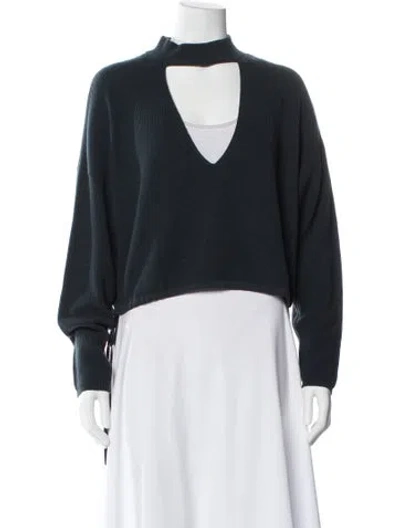 Pre-owned The Sei Merino Wool Mock Neck Sweater In Blue