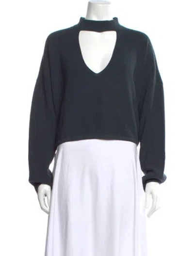 Pre-owned The Sei Merino Wool Mock Neck Sweater In Blue