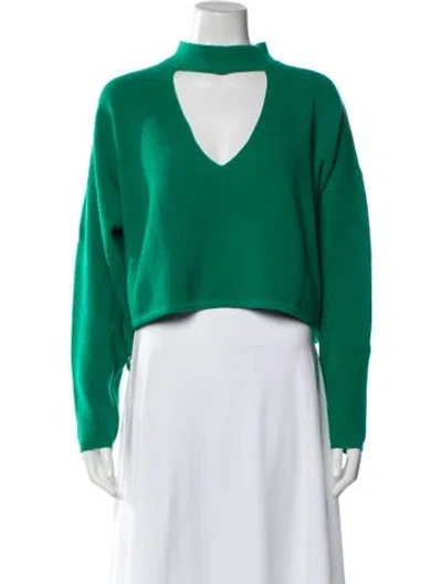 Pre-owned The Sei Merino Wool Mock Neck Sweater In Green