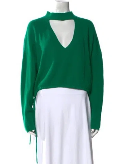 Pre-owned The Sei Merino Wool Mock Neck Sweater In Green